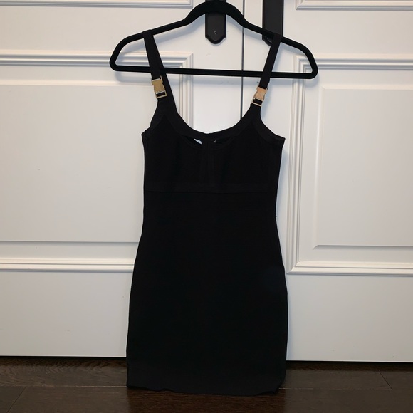 Marciano Black Bandage Dress Gold Buckle Straps - Picture 9 of 9
